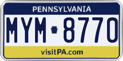 PA license plate MYM8770