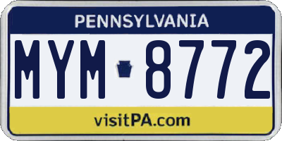 PA license plate MYM8772