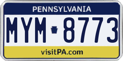 PA license plate MYM8773