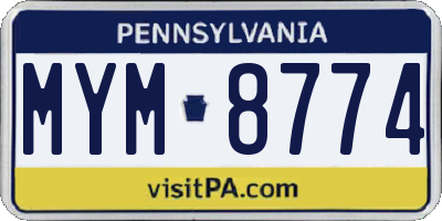 PA license plate MYM8774