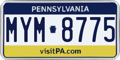 PA license plate MYM8775