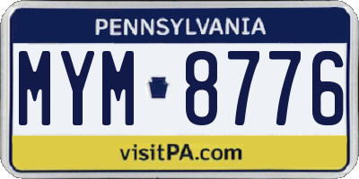 PA license plate MYM8776