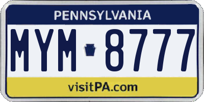 PA license plate MYM8777