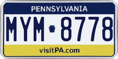 PA license plate MYM8778