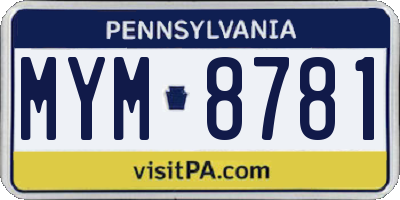 PA license plate MYM8781