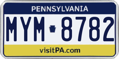 PA license plate MYM8782