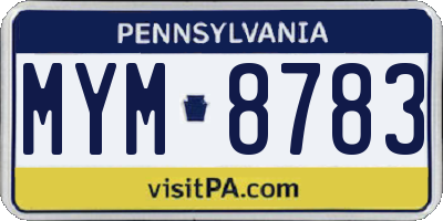 PA license plate MYM8783