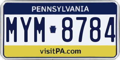 PA license plate MYM8784