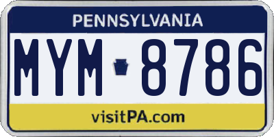 PA license plate MYM8786