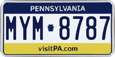 PA license plate MYM8787