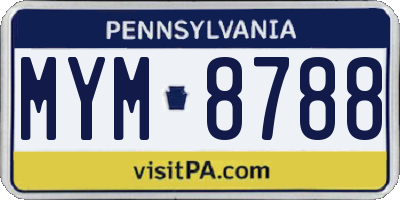 PA license plate MYM8788