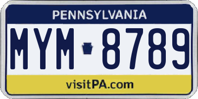 PA license plate MYM8789