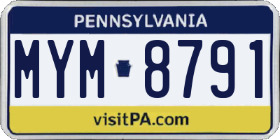 PA license plate MYM8791