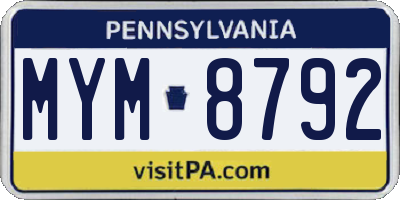 PA license plate MYM8792