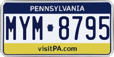 PA license plate MYM8795