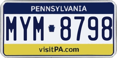 PA license plate MYM8798