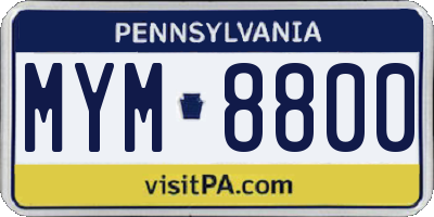 PA license plate MYM8800