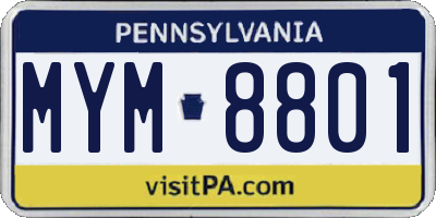 PA license plate MYM8801