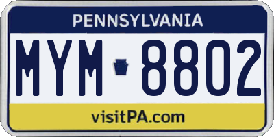 PA license plate MYM8802