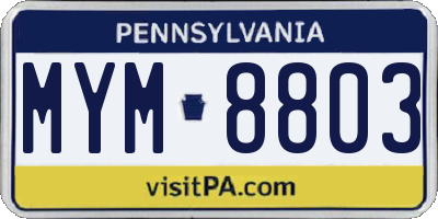 PA license plate MYM8803