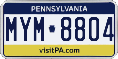 PA license plate MYM8804