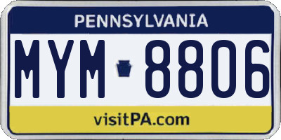 PA license plate MYM8806