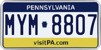 PA license plate MYM8807