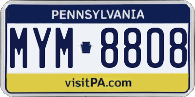 PA license plate MYM8808