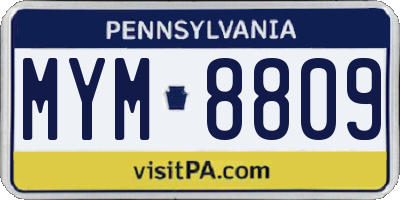 PA license plate MYM8809