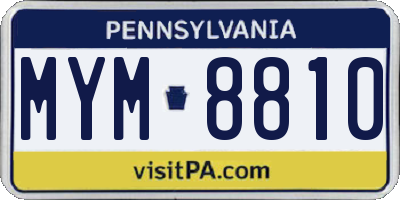 PA license plate MYM8810
