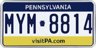 PA license plate MYM8814