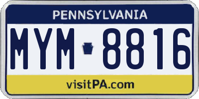 PA license plate MYM8816