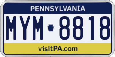 PA license plate MYM8818