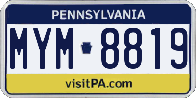 PA license plate MYM8819