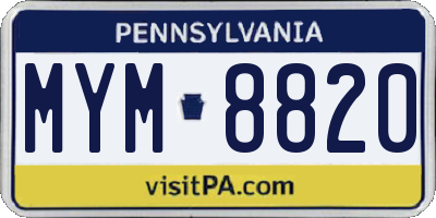 PA license plate MYM8820