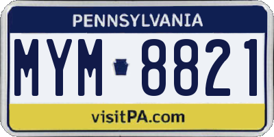 PA license plate MYM8821