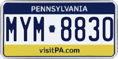 PA license plate MYM8830