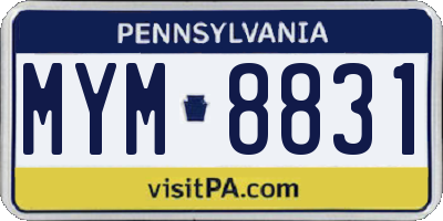 PA license plate MYM8831