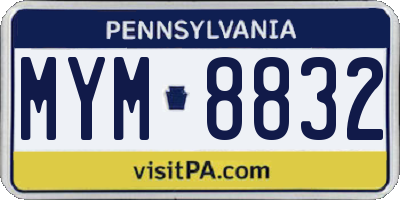 PA license plate MYM8832
