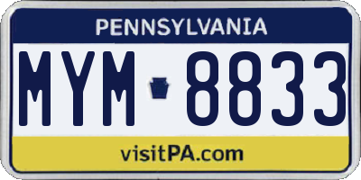 PA license plate MYM8833
