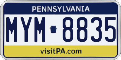 PA license plate MYM8835