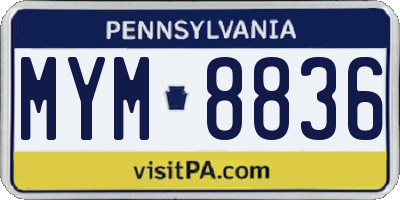 PA license plate MYM8836