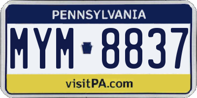 PA license plate MYM8837