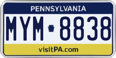 PA license plate MYM8838