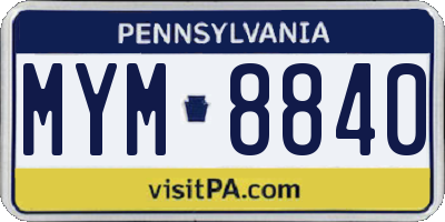 PA license plate MYM8840
