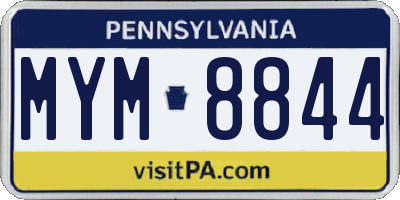 PA license plate MYM8844