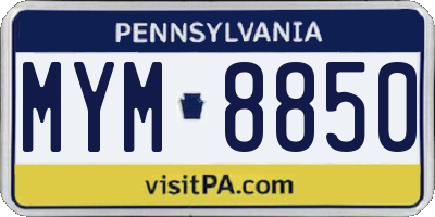 PA license plate MYM8850