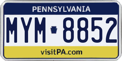 PA license plate MYM8852