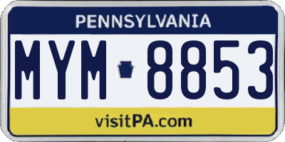 PA license plate MYM8853