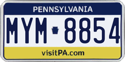 PA license plate MYM8854